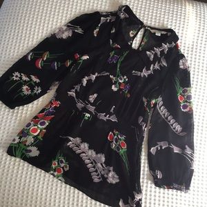 Boden Black Floral Blouse